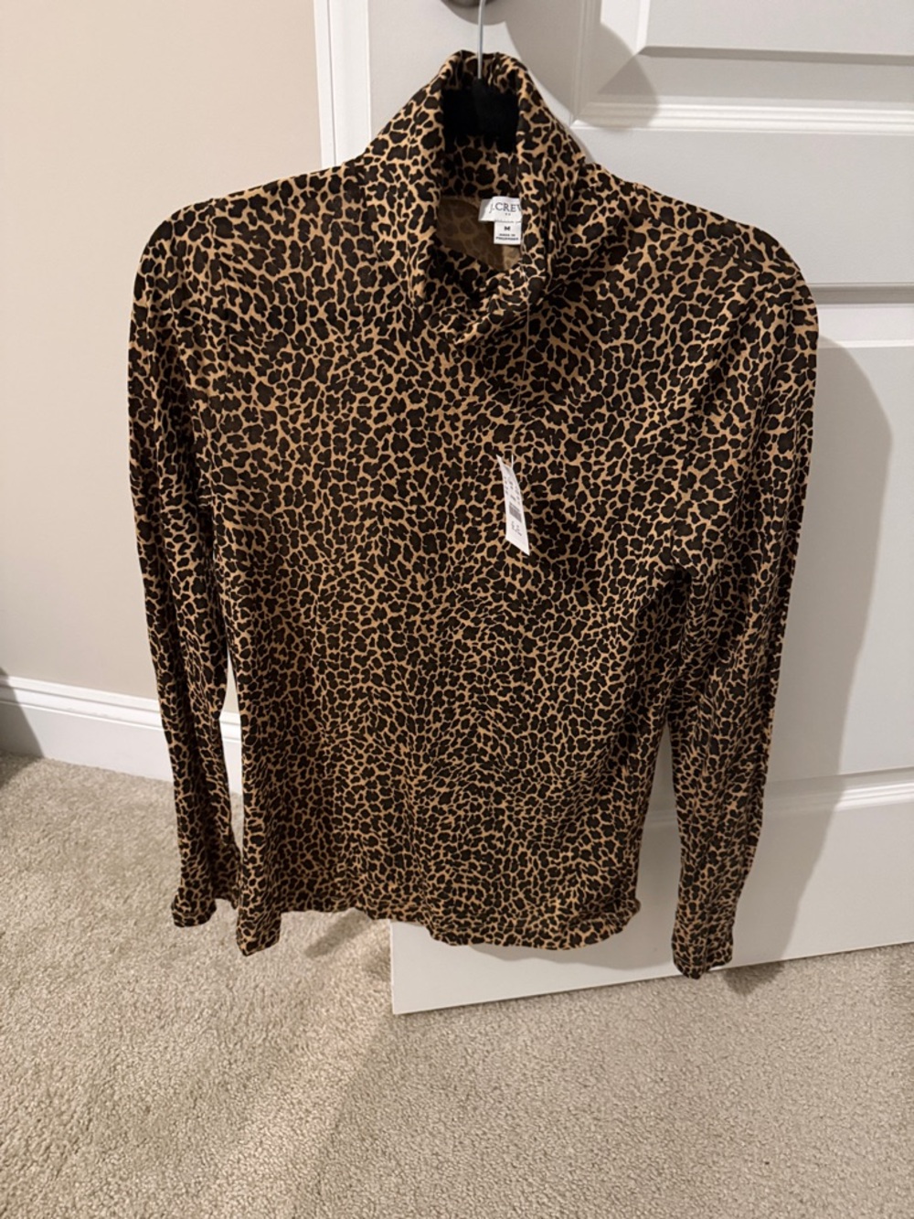 J. Crew Leopard Print Long-Sleeve Tunic Top - Brown & Black